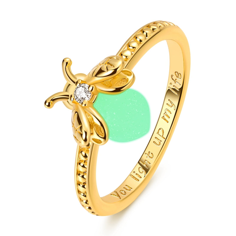 Golden Glow-in-the-dark Firefly Ring