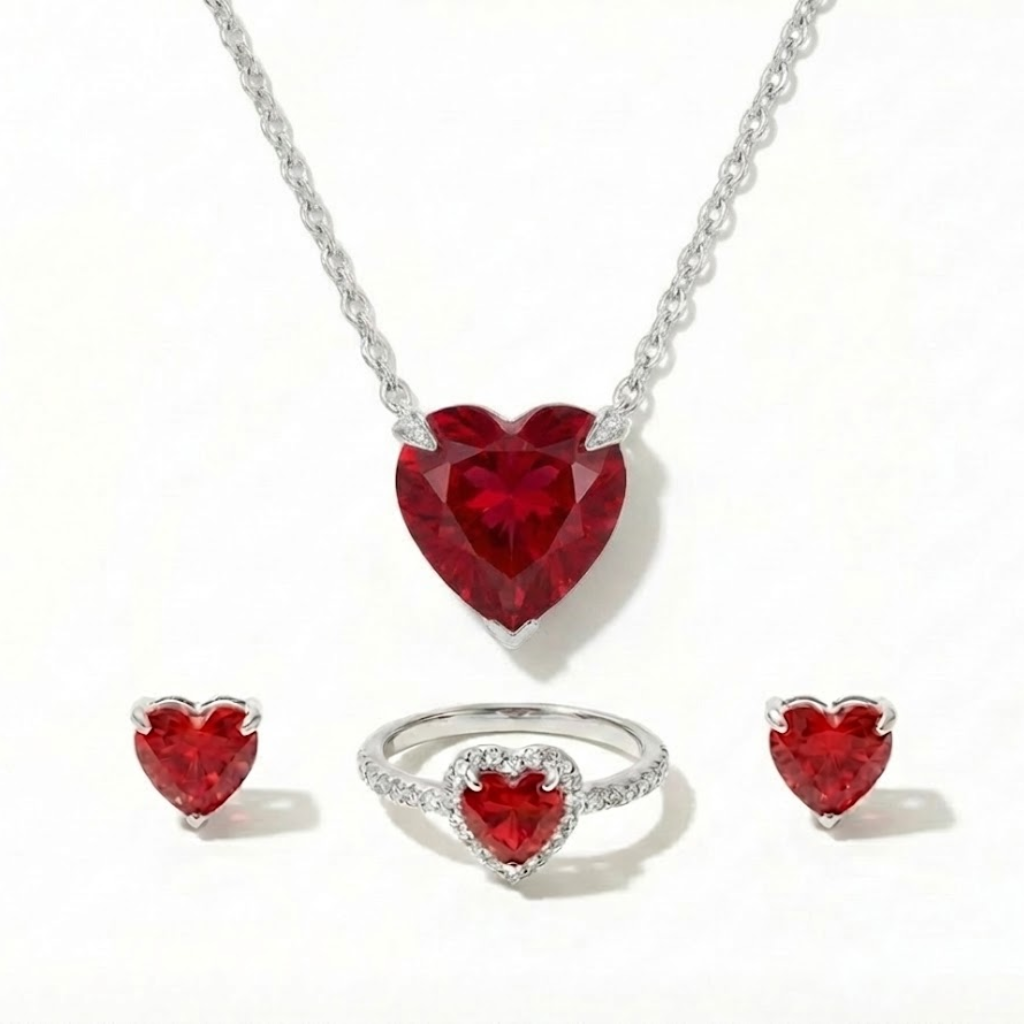 Ruby of Eternal Love Necklace + Free Ring & Earrings