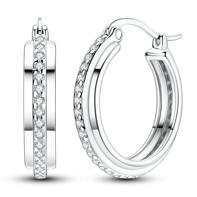 Stacked Stone Round Earrings