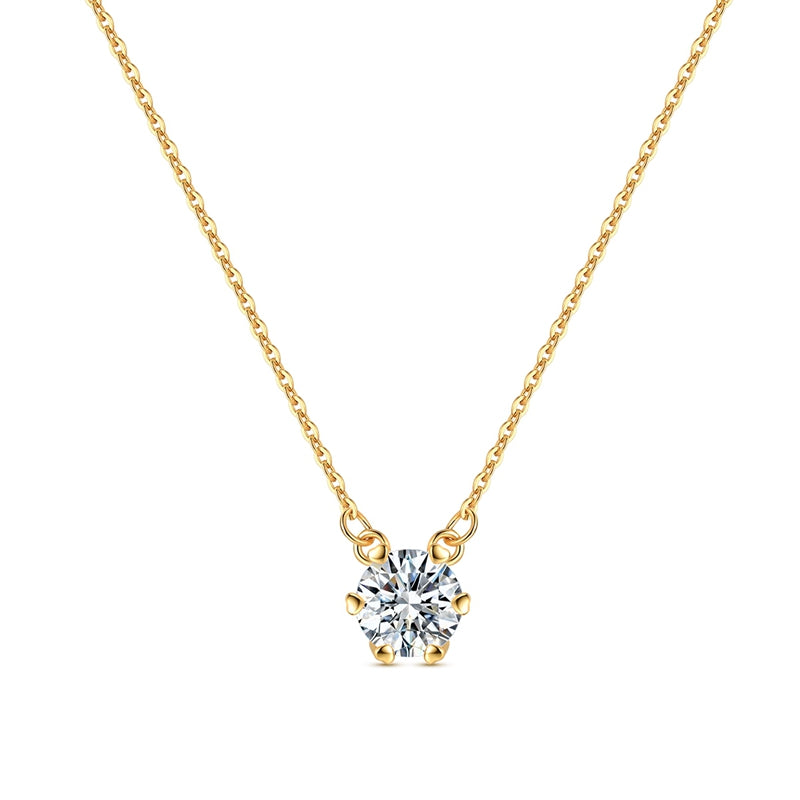 Gold Simple Solitaire Diamond Necklace