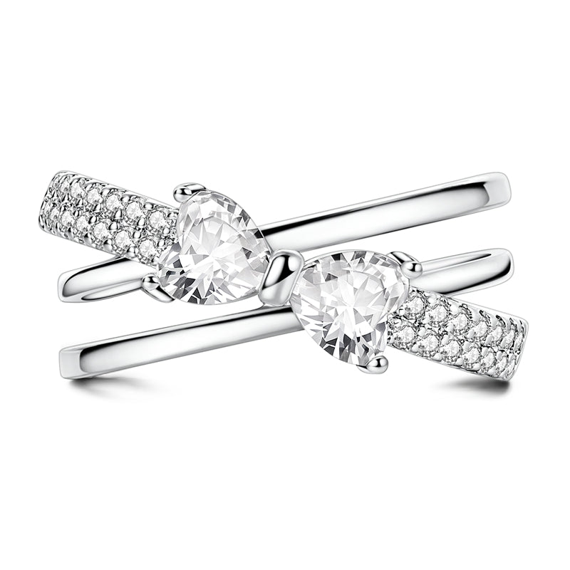 Bowknot Pave Multi-Ring Cross Wide Ring