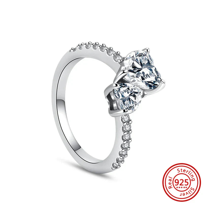 Double Heart Sterling Ring