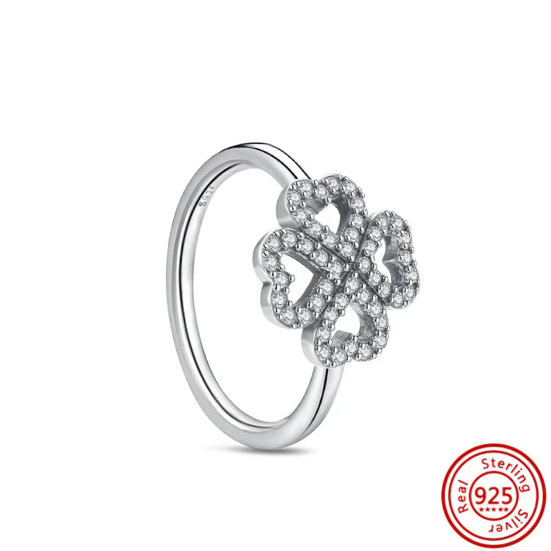 Crystal Clover Sterling Ring